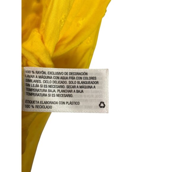 Merona Yellow Swiss Dot Rayon V-Neck Blouse Tassels Size S Semi Sheer - Picture 4 of 5